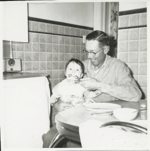 Janie & Dad -whip cream 1961